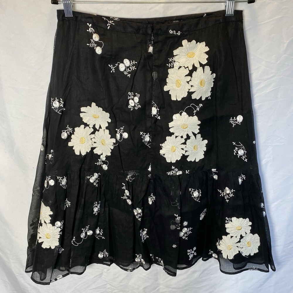 Persaman New York Womens Floral Embroidery Midi Skirt Size 12 Cotton Spring Chic - Picture 3 of 10
